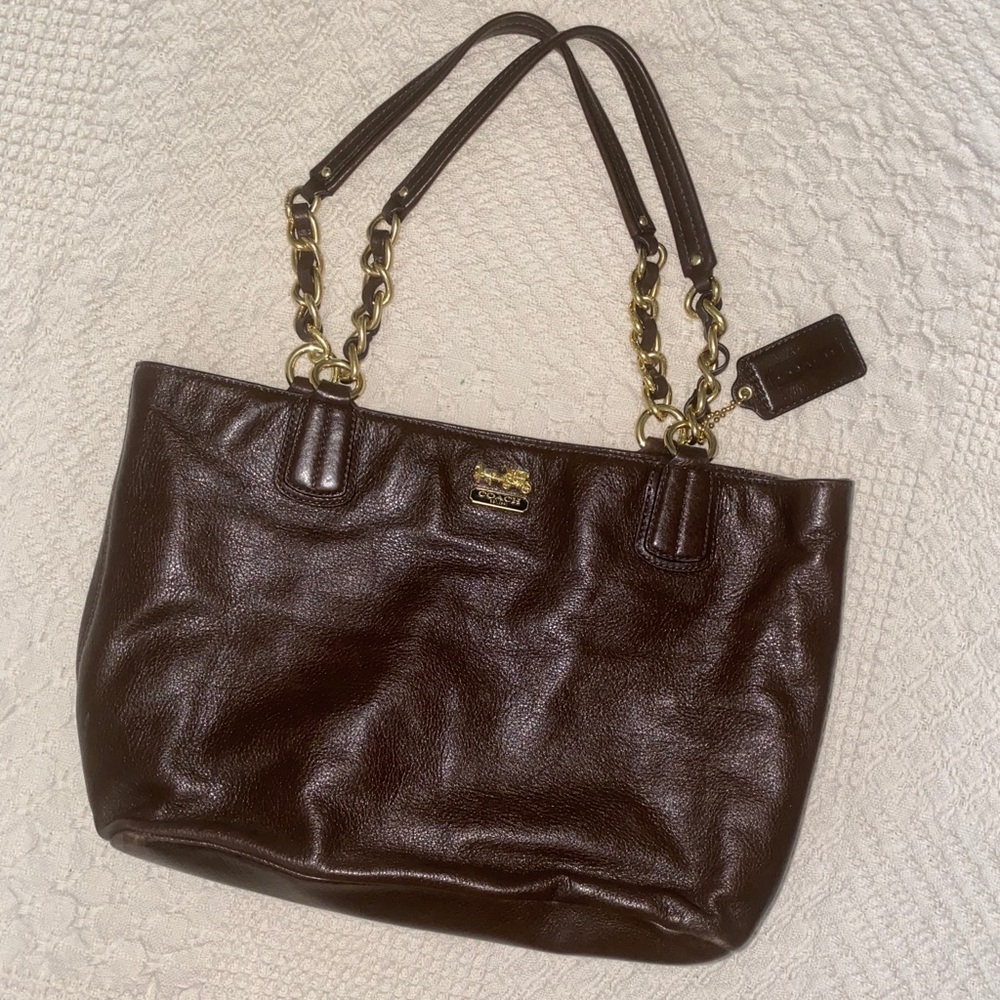 Brown Leather Coach Tote